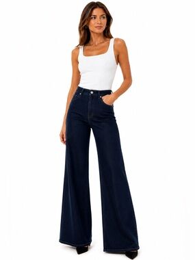 🤩FRAME Le Slim Palazzo Long Jeans NWT | Dark Indigo | High Rise Wide Leg🤩
